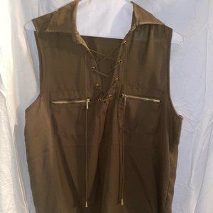 Army green shear blouse